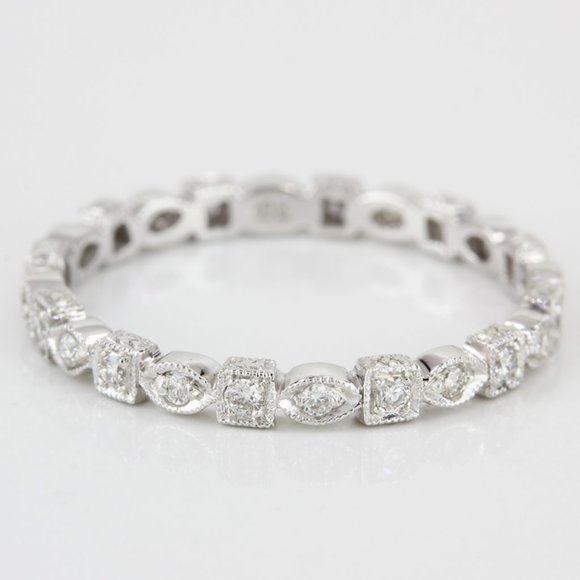 18k White Gold Diamond Stackable / Anniversary Eternity Ring Band by Jolie - Picture 3 of 6